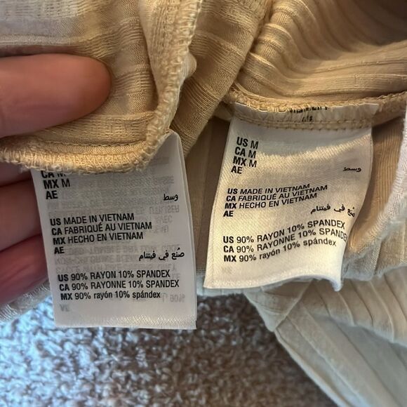 ALFANI INTIMATES RIBBED CROPPED PAJAMA PANTS SET, Cream, size M - Picture 11 of 12